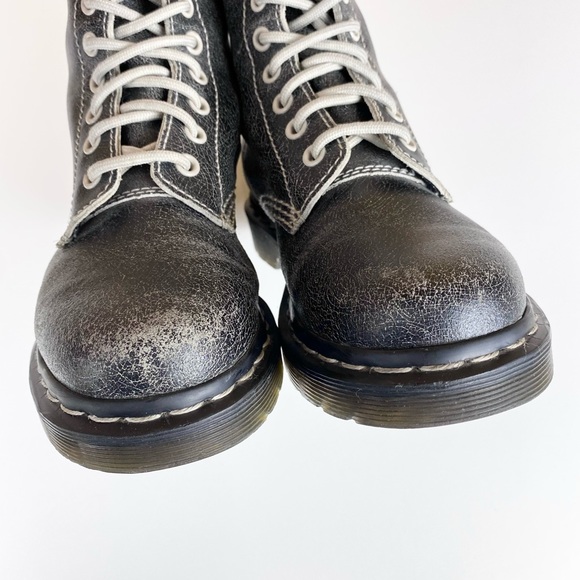RARE Dr. Martens Pascal Leather 8-Eyelet Boots in Black/White Cristal Suede 5 - Picture 6 of 12